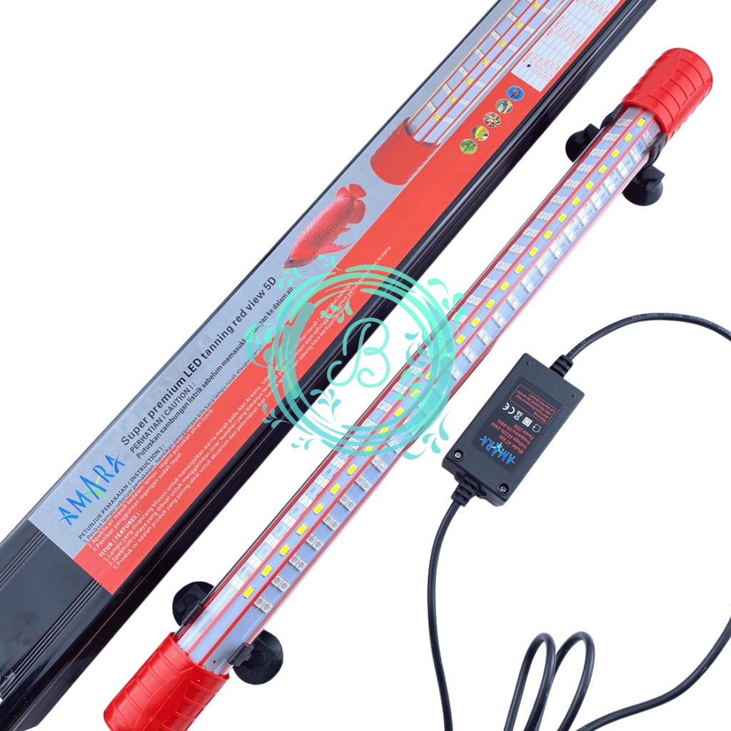 LED TANNING 5D 3 MODE AT 1200 110CM AMARA SUPER PREMIUM RED VIEW Lampu Taning Ikan Warna Merah Arwana Louhan Arowana Lohan Aquarium