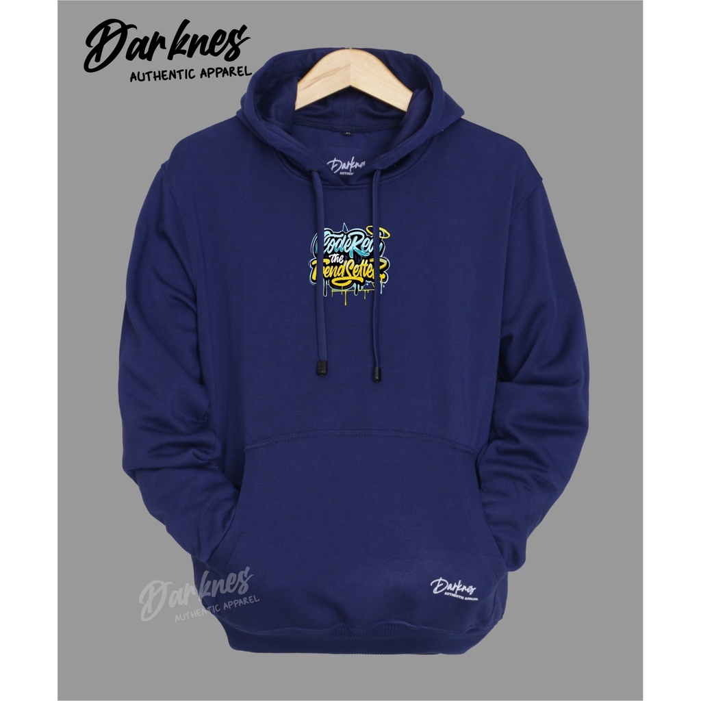 suiter hoodie pria distro unisex original brand darkness apparel bahan tebal motif sablon code red graffity warna biru nevy bisa cod bayar ditempat sweter higt quality style korean