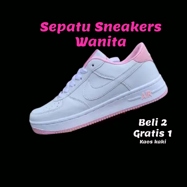 sepatu wanita pria air force 1 putih polos sepatu sneakers import cewek cowok-oren