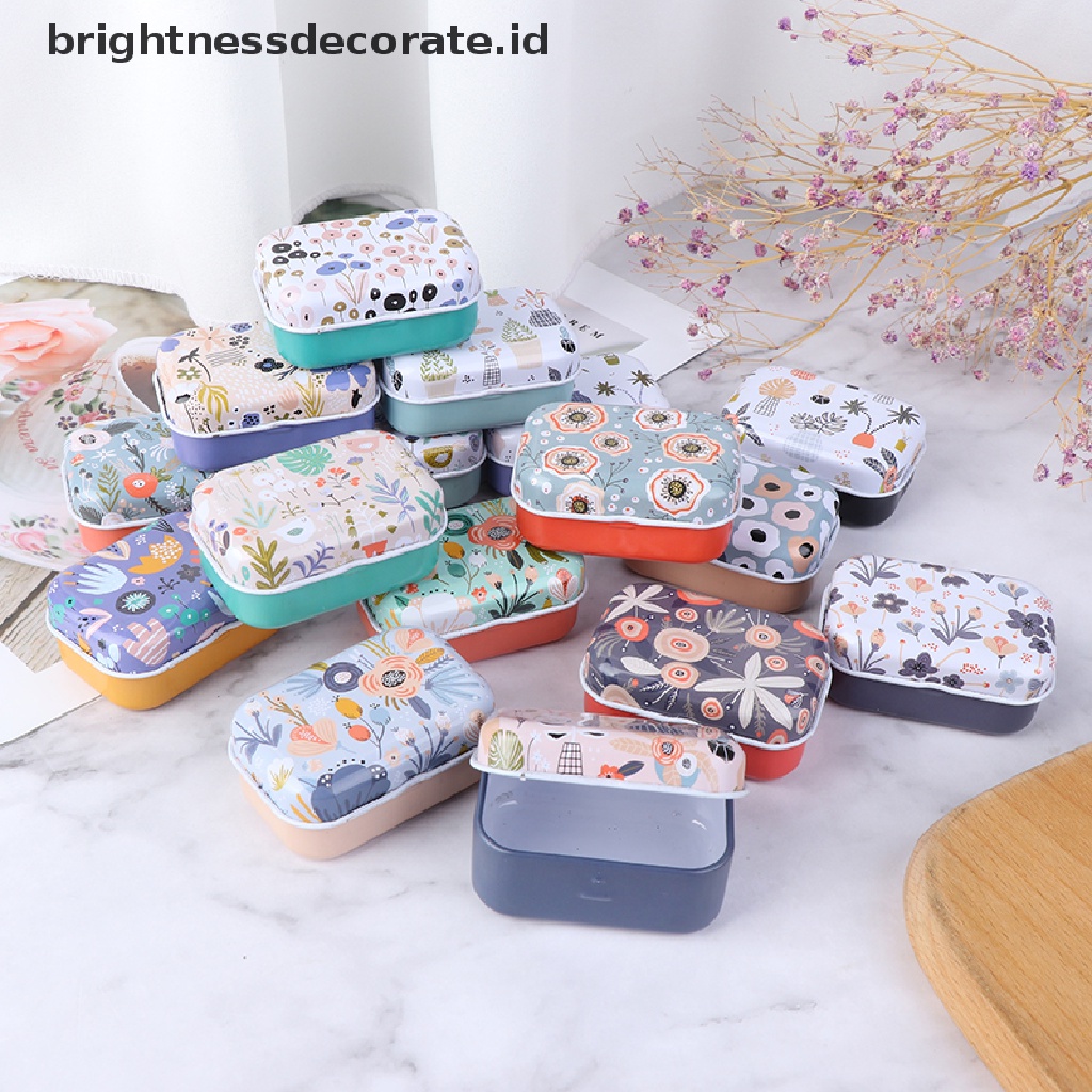 [Birth] Mini Flower Tin Trinket Coin Box Tempat Penyimpanan Perhiasan Tinplate Small Floral [ID]