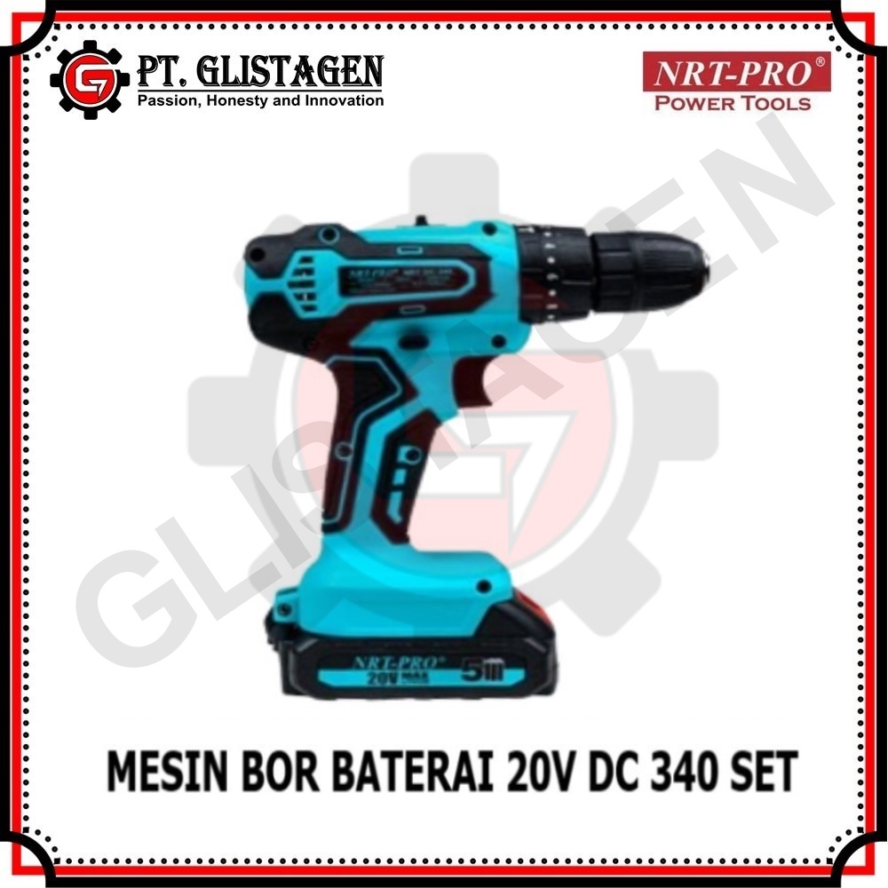 NRT-PRO 340HD Mesin Bor Tangan Cordless BATERAI Kayu Besi Beton Tembok Plus Mata  DRILL IMPACT NEW