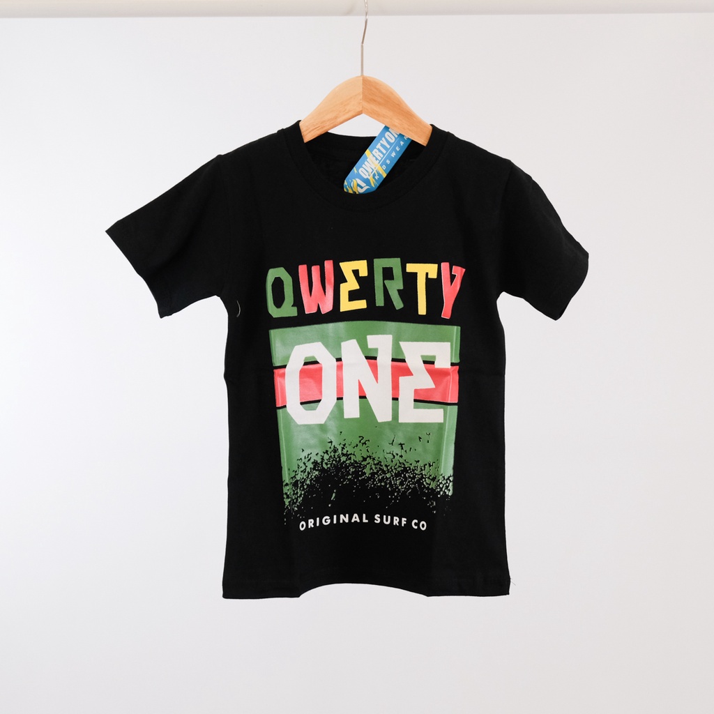 Kaos Anak Distro Qwerty One Hitam 1-10 Tahun