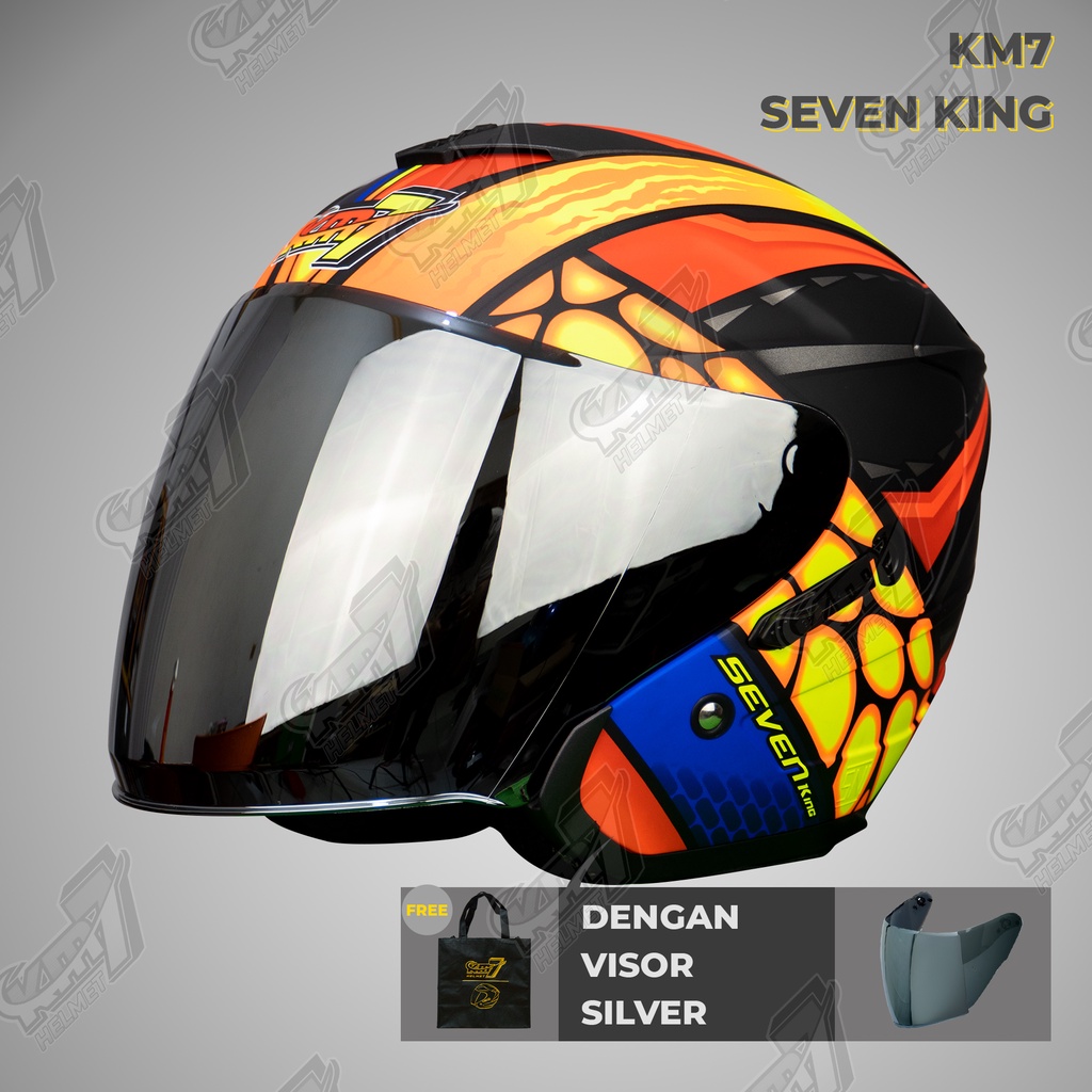 Helm KM7 Kaizer Sticker Black GREY DOFF Helm Kece