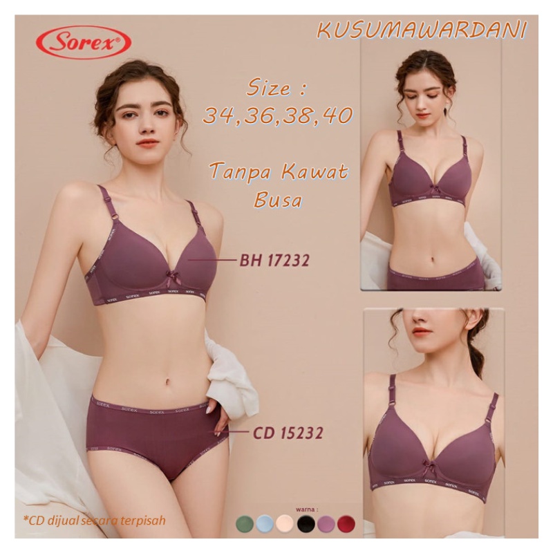 Sorex Bra Tanpa Kawat Super Soft Cup B Kait 2 Pakaian Dalam Wanita Casual Style Bra 17232 BH Casual Sorex Beha