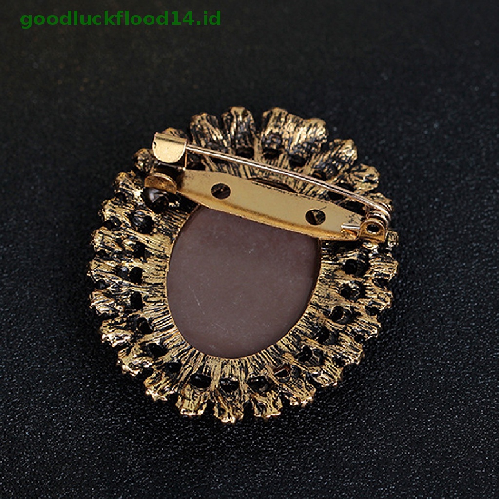 [GOOGFOUR] Vintage Cameo Victoria Gaya Kristal Pesta Pernikahan Wanita Liontin Bros Pin [TOP]