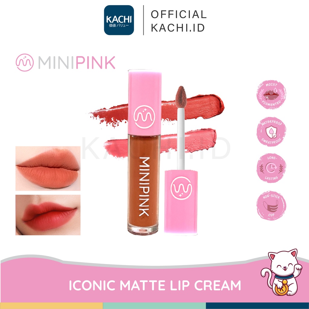 KACHI - MINIPINK Iconic Matte Lipstick Lipstik Lembut Tahan Lama Pelembab Tinggi 8 Colors Lip Cream MP011