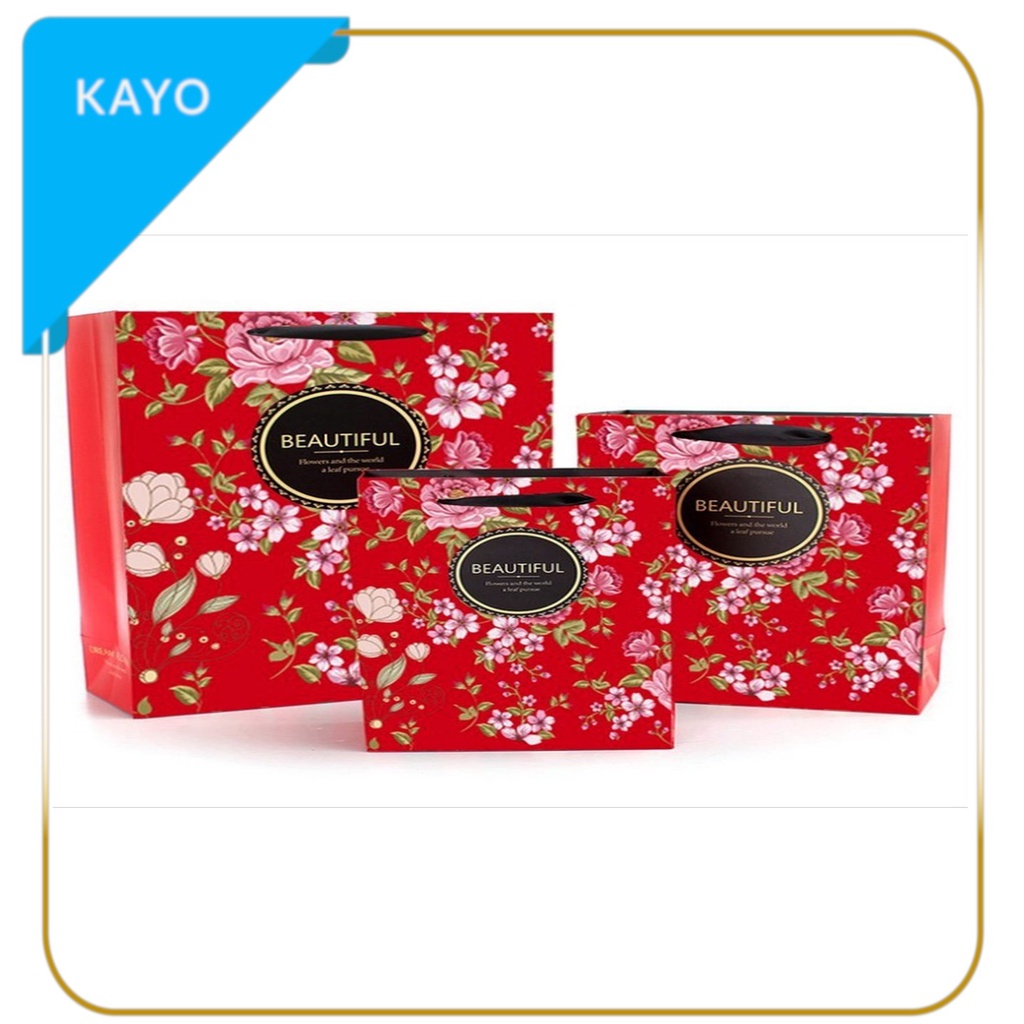 

Paper bag Merah bunga L, goodie bag kado souvenir CNY