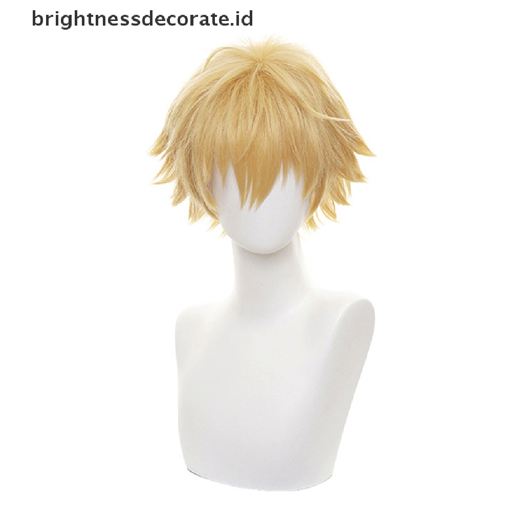 [Birth] Chain Man Denji Cosplay Kostum Wig Pria Anime Halloween Emas Rambut Pendek [ID]