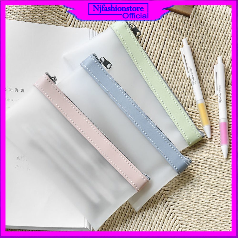 

Kotak Pensil Transparan/tas pensil tempat alat tulis Portabel/Tas zipper/ pouch dompet/Kotak Alat Tulis