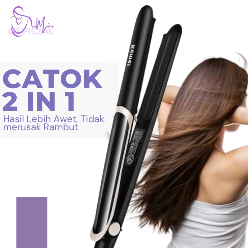 Hair Styler Alat Catok Catokan Rambut 2 In 1 Infrared Salon Carokan Cantokan Cetokan Catoka Pelurus Penglurus Pengeriting Pengriting Pengkriting Curler Curly Kerli Rambur Lurus Straight Straightener Straigh Otomatis Permanen Elektrik Ori Original Bagus