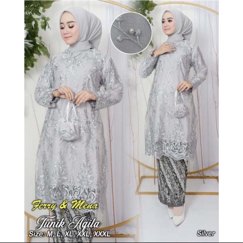 TUNIK BROKAT TILE PREMIOUM TERBARU/Modern seragaman pesta/kebaya best seller/Kebaya termurah by DVN STyLE