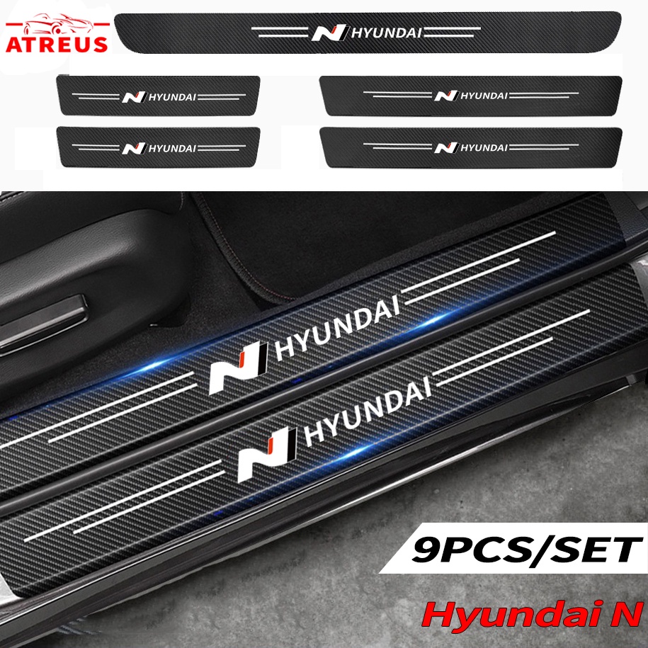 Hyundai N Performance Carbon Fiber Pelindung Stiker Pintu Mobil Auto Threshold Strips Sticker Getz Accent Atoz i20 Trajet H1 i10 Kona Santa Fe