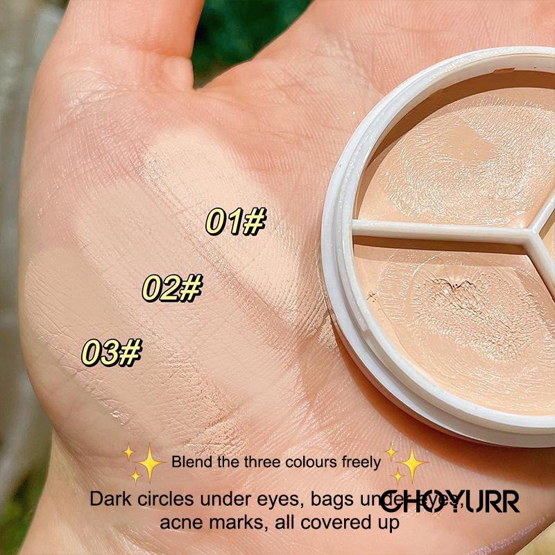 【COD】Concealer 3 in 1 Contour Corrector Natural Light Skin Color 3 Warna Palet Concealer Krim Tahan Air 12 Jam Full Coverage Concealer Cakupan Kuat Pelembab-CH