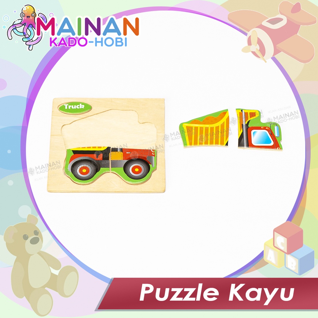 MAINAN EDUKASI ANAK PUZZLE KAYU TRANSPORTASI KONSTRUKSI TRUK