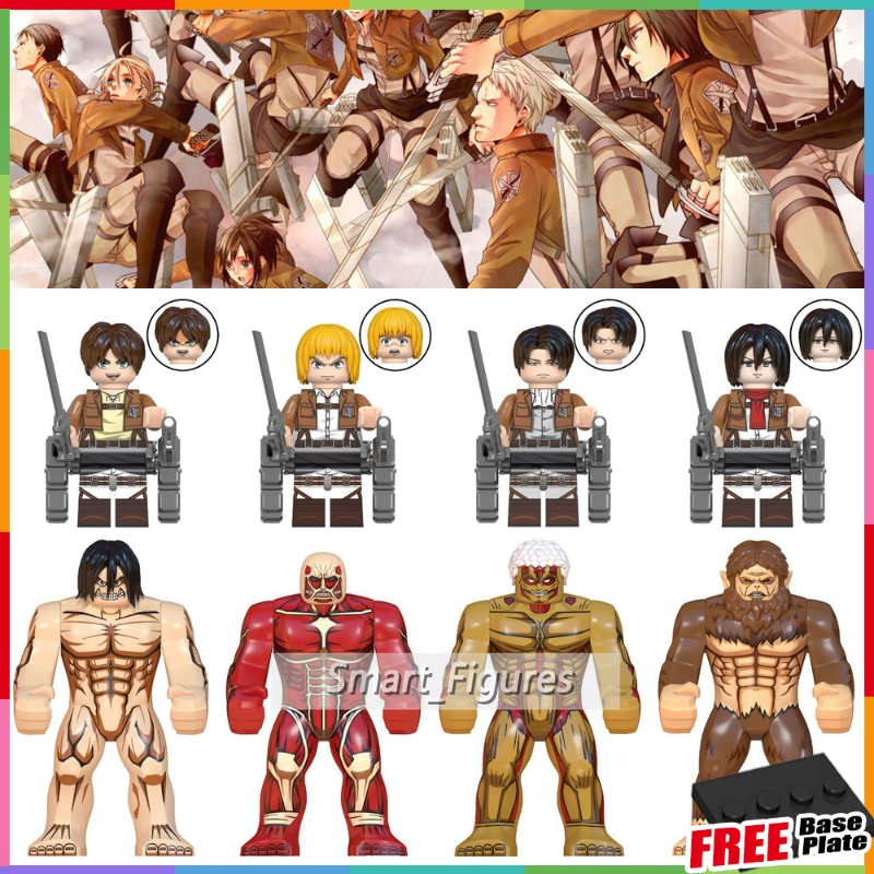 Blok Bangunan Attack on Titan Minifigures Armin Arlert Eren Jaeger Colossal Titan Kartun Mini Angka WM6148 Mainan