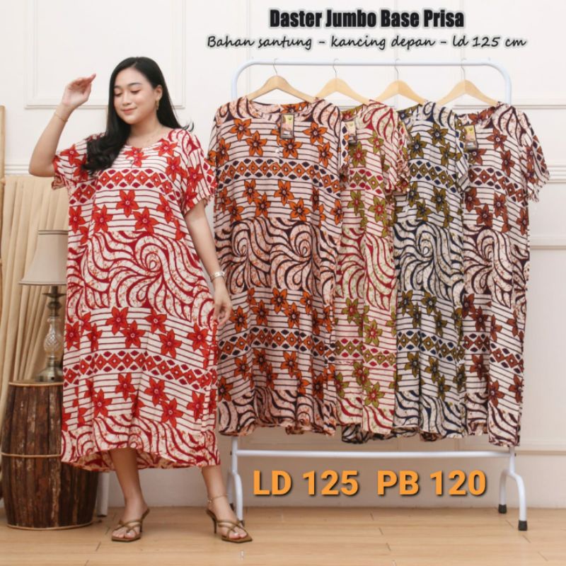 DASTER JUMBO XXL MOTIF BASE PRISA BUSUI KANCING BUMIL DRESS BAJU TIDUR