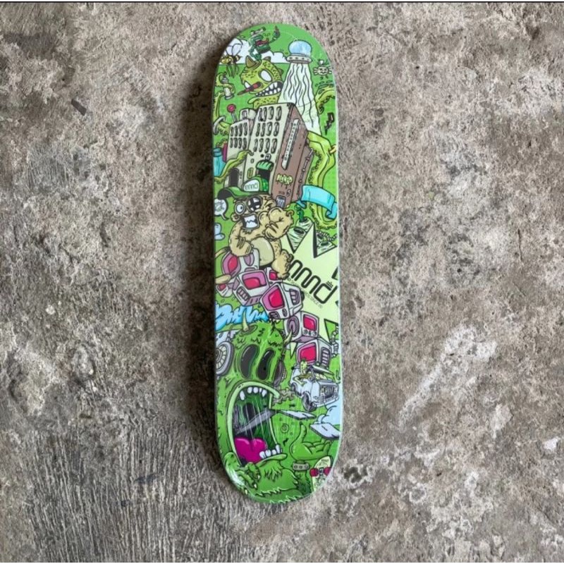 Skateboard deck nomad doodle green size anak 7.3 7.5 8.0