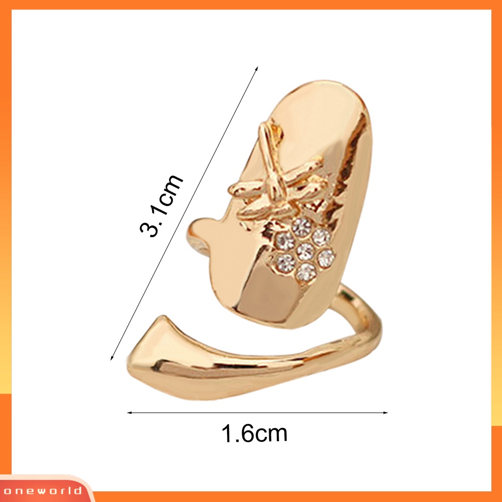 {oneworld} 1pc Cincin Kuku Jari Poles Berlian Imitasi Alloy Alloy Finger Nails Ring Untuk Pesta