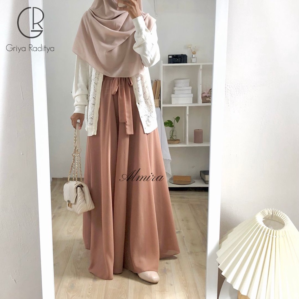 Rok Jumbo Panjang Big Size Sifon Chiffon Ceruty Ceruti Model Payung Lebar  Almira Umbrella Skirt Ukuran XL BB 80 Pinggang 90cm