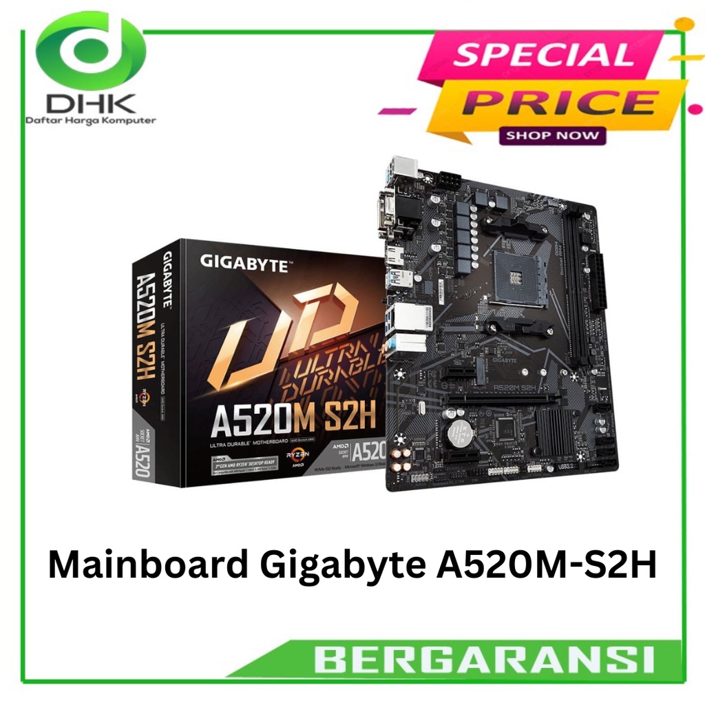 MAINBOARD GIGABYTE A520M-S2H Ryzen AM4 Micro ATX Form Factor