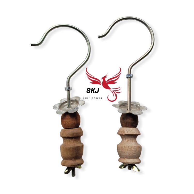 GANTUNGAN SANGKAR BURUNG KAWAT PION KAYU