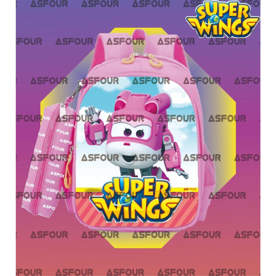 ASFOUR - SuperWings PREMIUM Tas anak sekolah laki laki ransel SUPER WINGS terbaru 2023 bisa bayar di tempat ( COD )