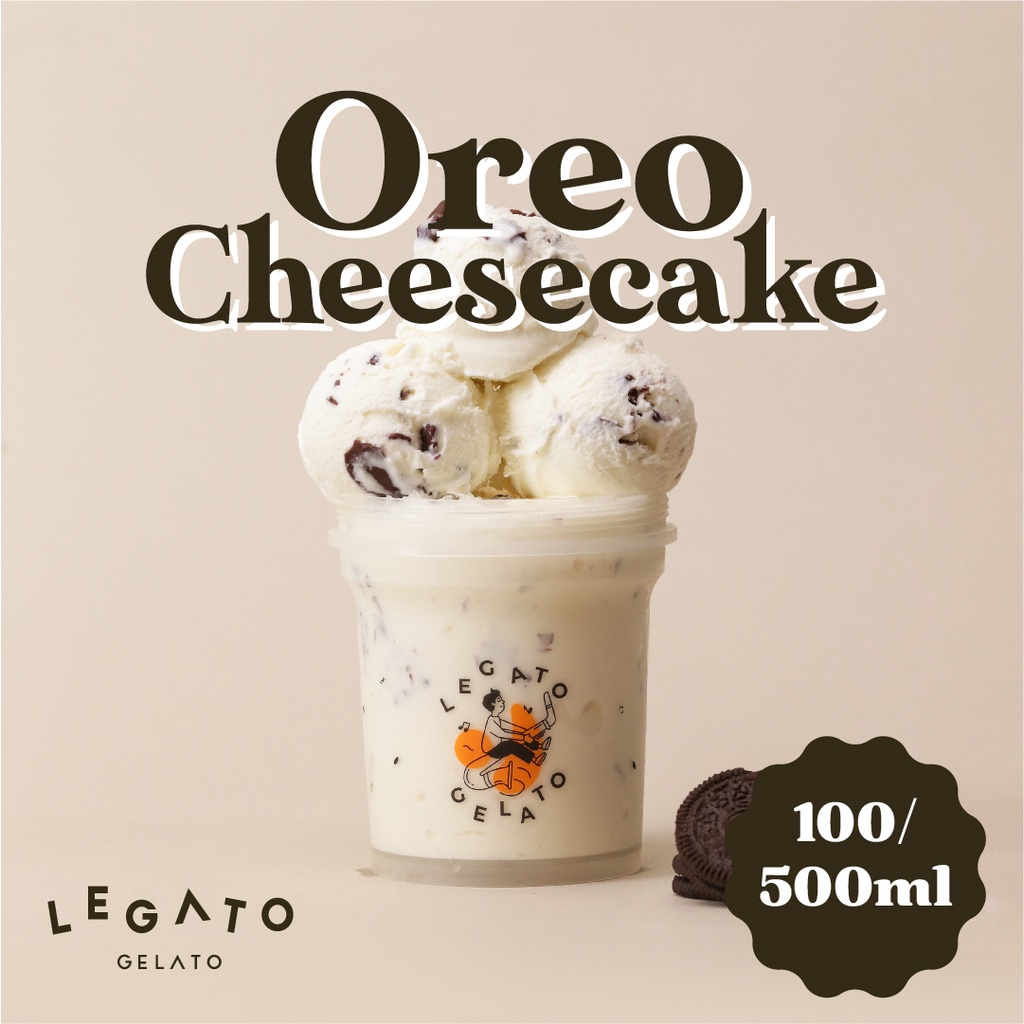 LEGATO GELATO - Oreo Cheesecake Pint 500 mL Cup 100 mL Ice Cream Gelato Dessert Es Krim Eskrim 500mL