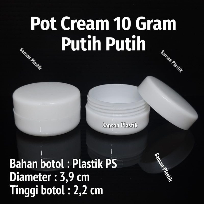 Pot Cream 10gram Bulat Putih / Pot Jar 10 gram / Pot Cream 10gr Putih
