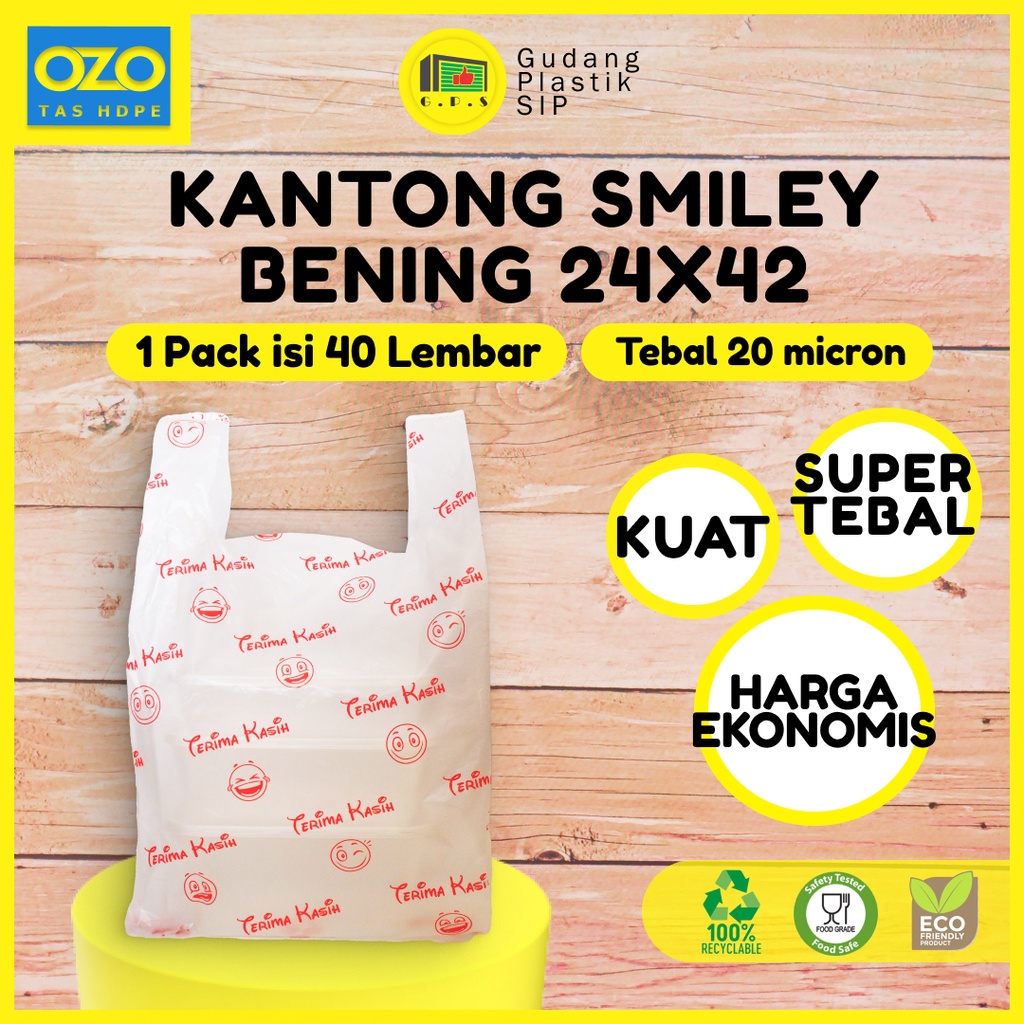 Kantong Plastik Kresek Bening Tebal Terima Kasih Smile UK 15/24/28