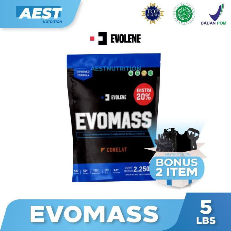 Evolene Evomass 5 lbs 2,26 kg Evo Mass Susu Protein Otot Mass Gainer Penambah Berat Badan