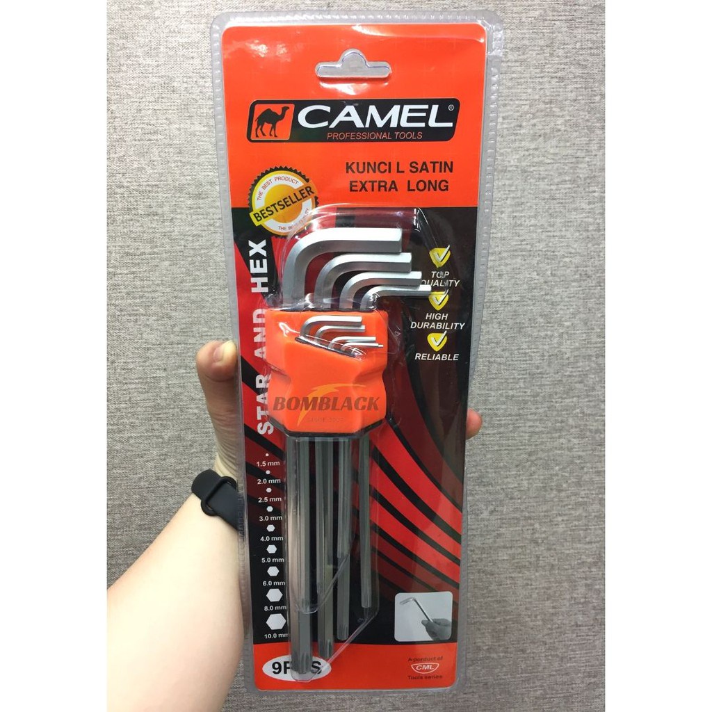 CAMEL Kunci L Bintang + Kunci L Panjang Hex Key Kombinasi Set 9 pcs