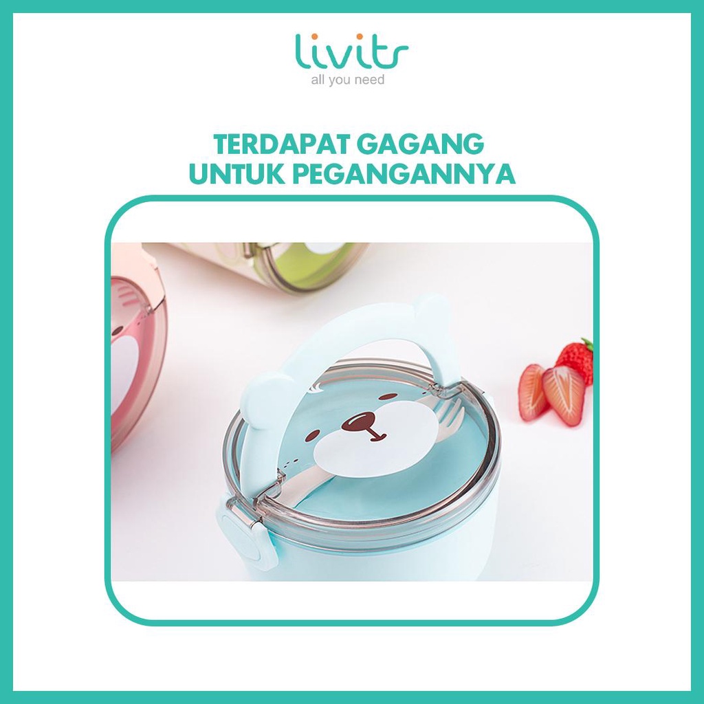 2IN1 KOTAK MAKAN SET !!! Tempat Makan Anak I Karakter Anak Motif Lucu I Lunch Box Set BPA FREE