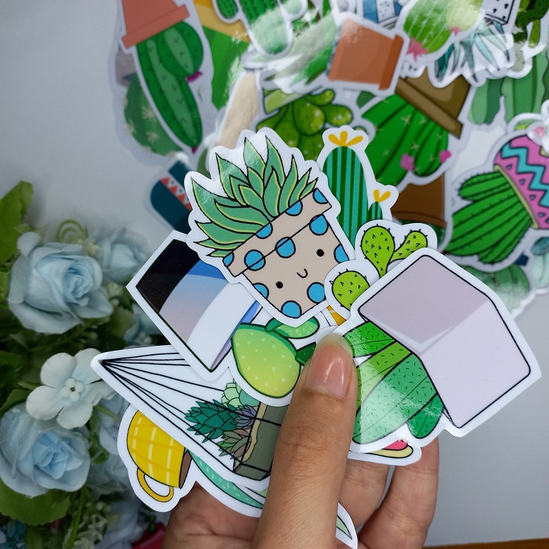 Stiker Satuan Floral Tanaman Cactus Lucu Stiker Ecer Kaktus Waterproof Sticker Lucu Aesthetic Hiasan Laptop Botol Tumbler Case Hp DIY Stiker Laptop