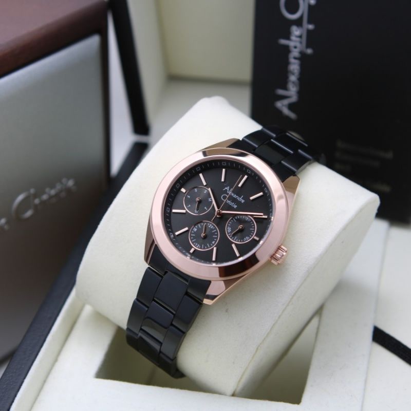 JAM TANGAN WANITA ALEXANDER CHRISTIE AC 2950 BLACK ROSEGOLD AC 2950 IRIGINAL
