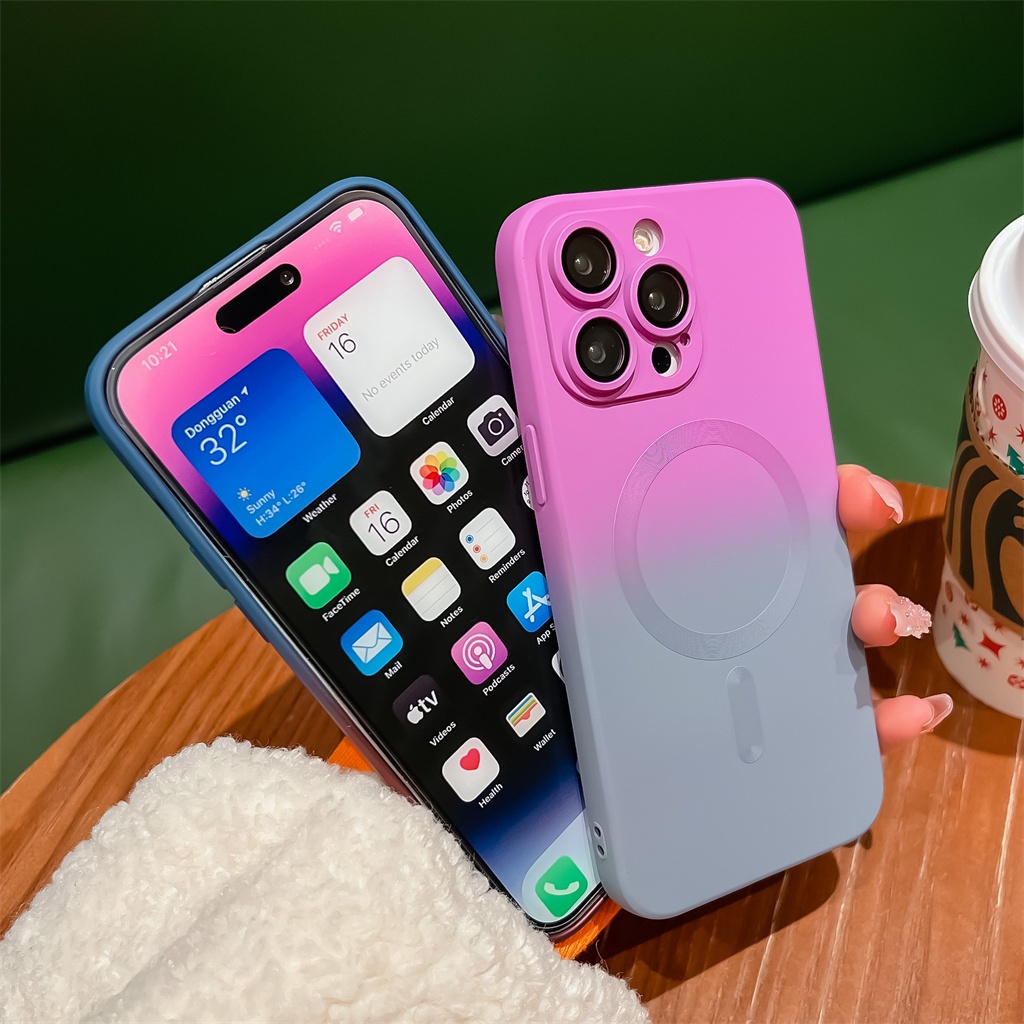 Casing Lensa Pelindung Kamera Silikon Cair Mewah iPhone 14 Pro Max case iPhone 13 12 11 Pro Max14 Plus Casing Pelindung shock Magnetik