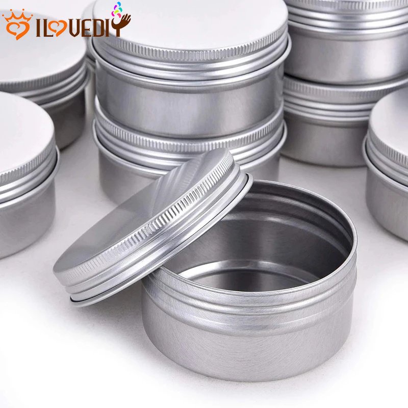 Koin Sembako Kotak Penyimpanan Lilin Kosmetik Wadah Sampel Indah Kecil Perhiasan Kasus Bulat Daun Teh Cream Madu Jar 15 ml Aluminium Kaleng Mini