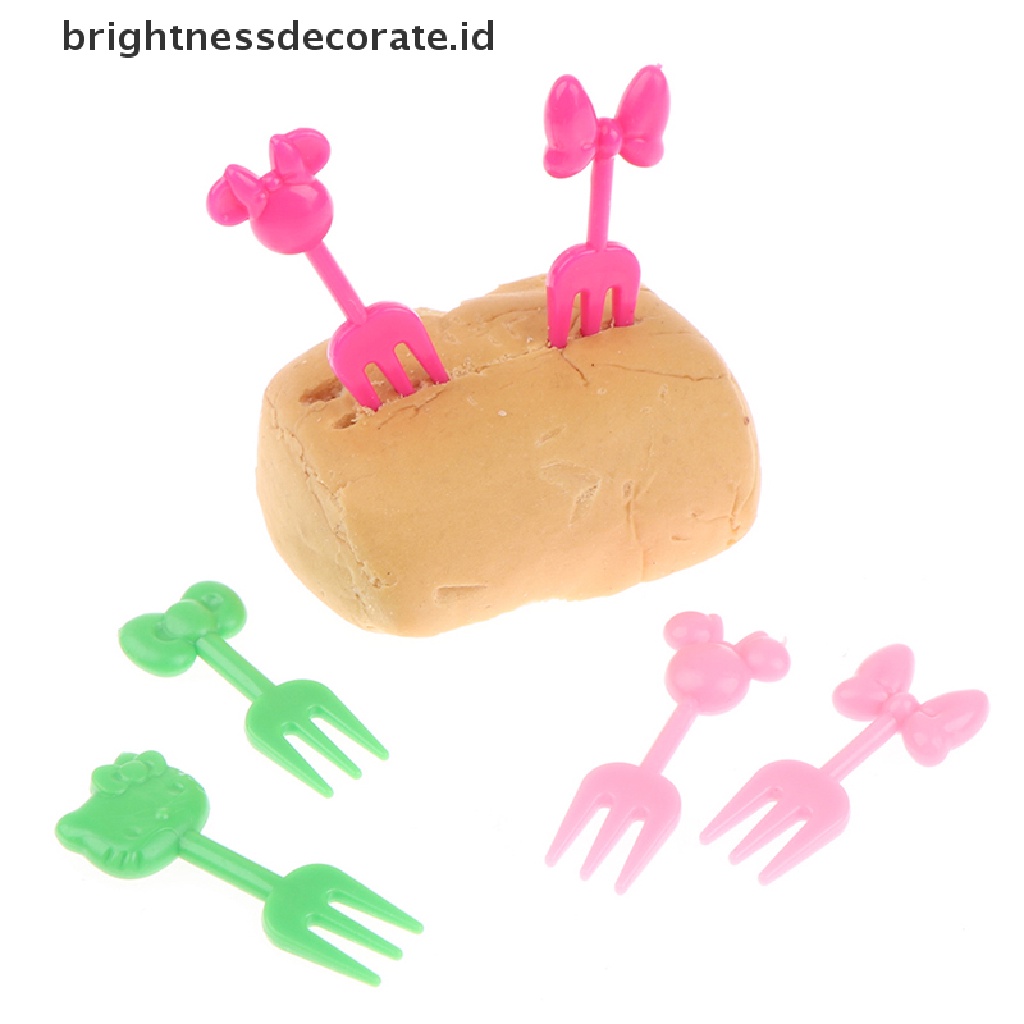 [Birth] 10pcs/set Garpu Buah Mini Anak Snack Kue Dessert Makanan Fruit Pick Tusuk Gigi [ID]