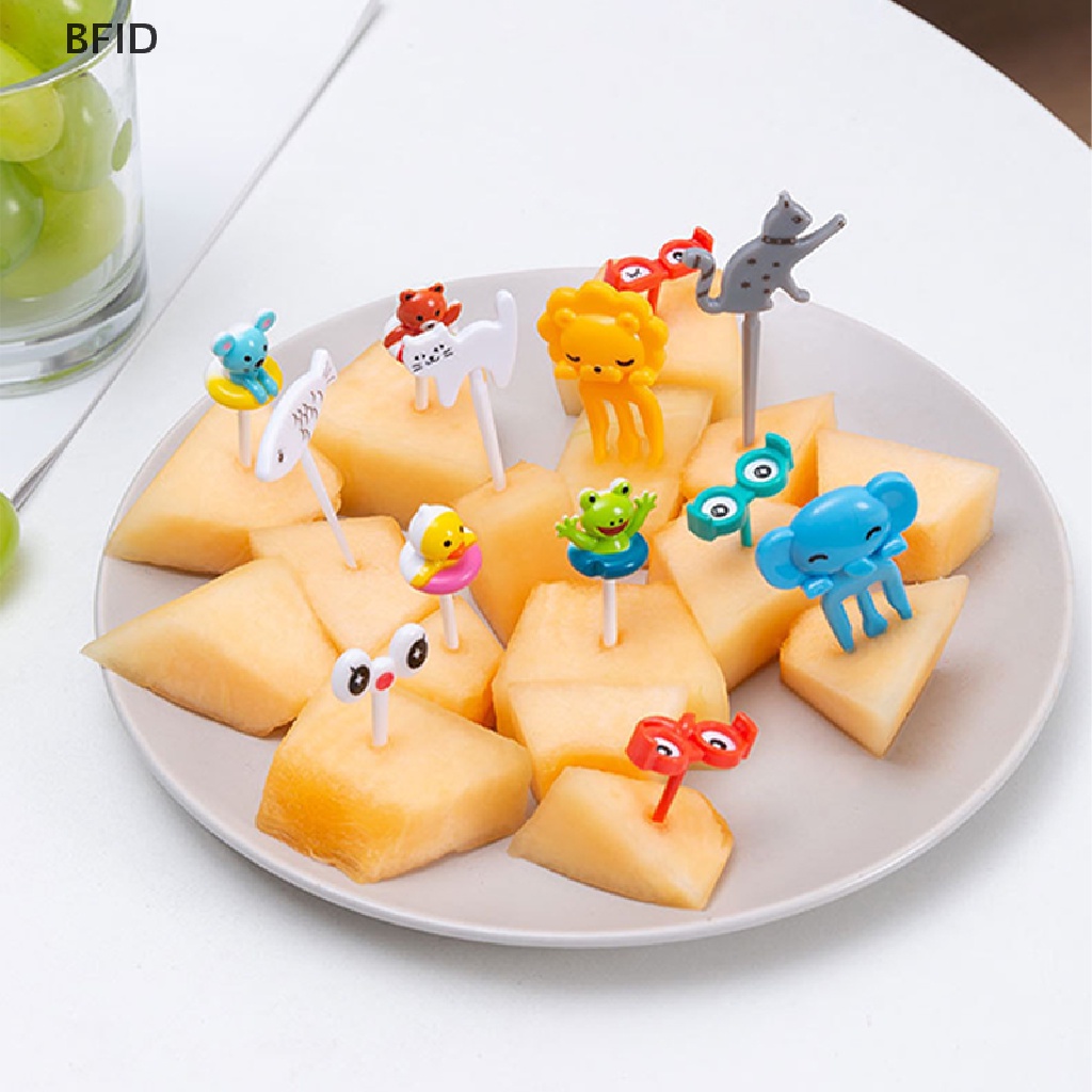 [BFID] 6per8/10pcs Mini Kartun Food Pick Kid Food Garpu Buah Bento Box Decor Reusable [ID]