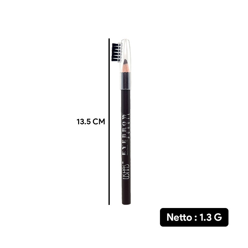 USHAS EB111E SOFT EYEBROW PENCIL WATERPROOF ORIGINAL BPOM | KOSMETIK PENSIL ALIS ANTI AIR LONG LASTING DENGAN SIKAT 1.3 GRAM