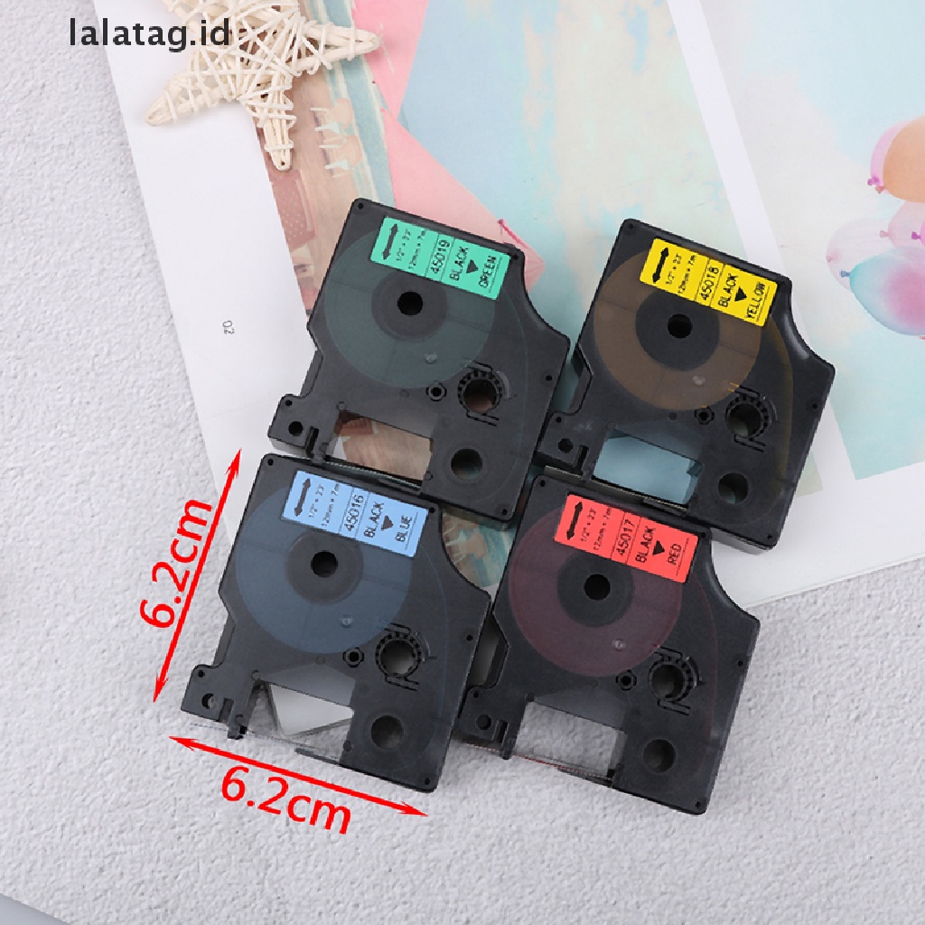 [lalatag] Kompatibel Untuk DYMO 12mm D1 Black on Colors Label Tape 1per2 ''Isi Ulang LabelManager [ID]