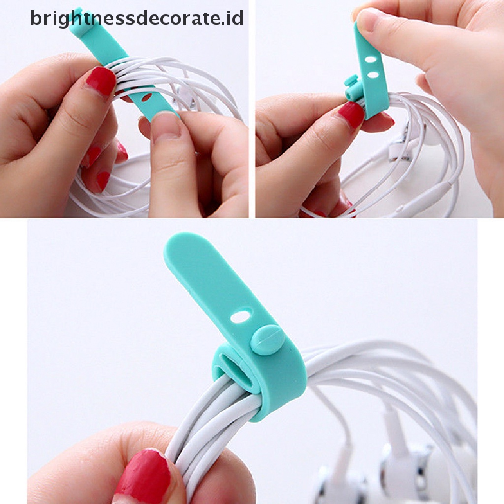 [Birth] Silicone Kabel Data Organizer Headphone Cord Finishing Buckle Wrap Tie Strap [ID]