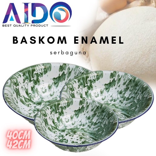 BASKOM SERBAGUNA JUMBO Baskom Enamel 40cm / Baskom Lurik Blirik Enamel 40cm / Baskom Kaleng Seng 40cm / Baskom Jadul Kuno WASKOM BLIRIK UKURAN 40CM/42CM bowl GROSIR TERMURA Baskom/Mangkok 4340/4342 askom Enamel Mangkok Baskom adonan kue