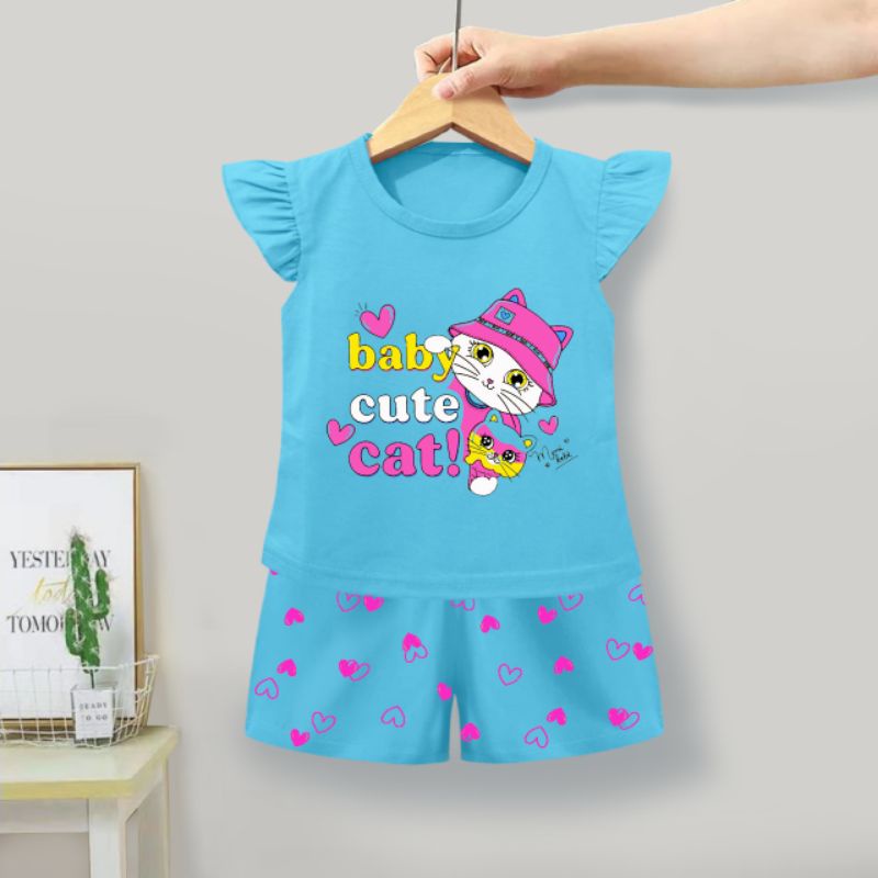 RAMORA SETELAN ANAK CEWEK /SETELAN  BAJU ANAK PEREMPUAN  / BAJU RUFFLE TEE ANAK CEWEK