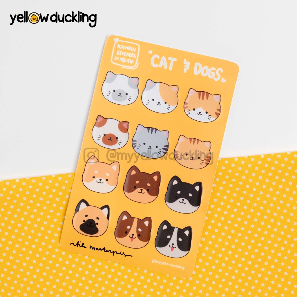 

STICKERS - CAT & DOG TUBBIE EDITION STICKER SET - STIKER ITIK ANJING KUCING HEWAN GEMAS - YELLOW DUCKLING HANDDRAWN PELIHARAAN LUCU MR ITIK - LIMITED EDITION - JURNAL STUDYGRAM DOFF MATTE FINISH WATERPROOF