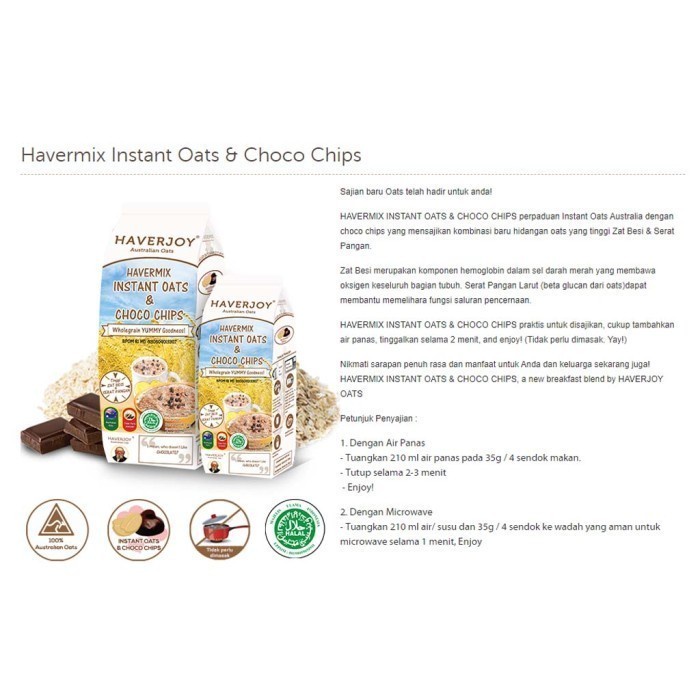 

Cahayadstore Haverjoy Chocochip T Oats Havermix 500Gr Havermout
