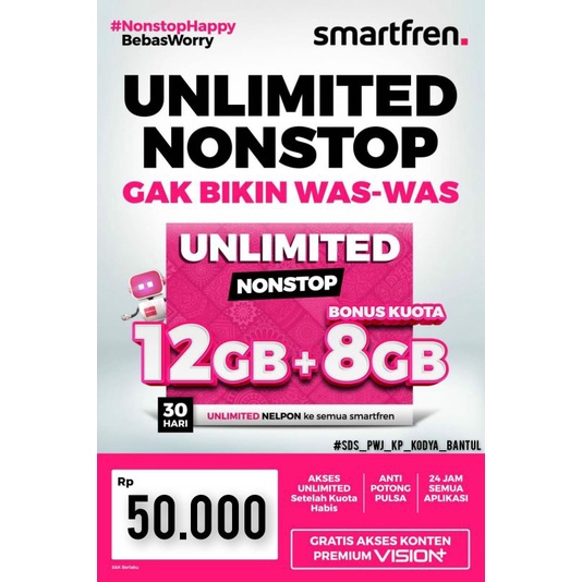 Kartu perdana + data smartfren unlimited nonstop