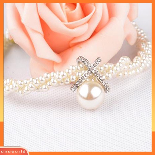 {oneworld} Wanita Fashion Liontin Rantai Choker Mutiara Imitasi Pernyataan Kalung Perhiasan