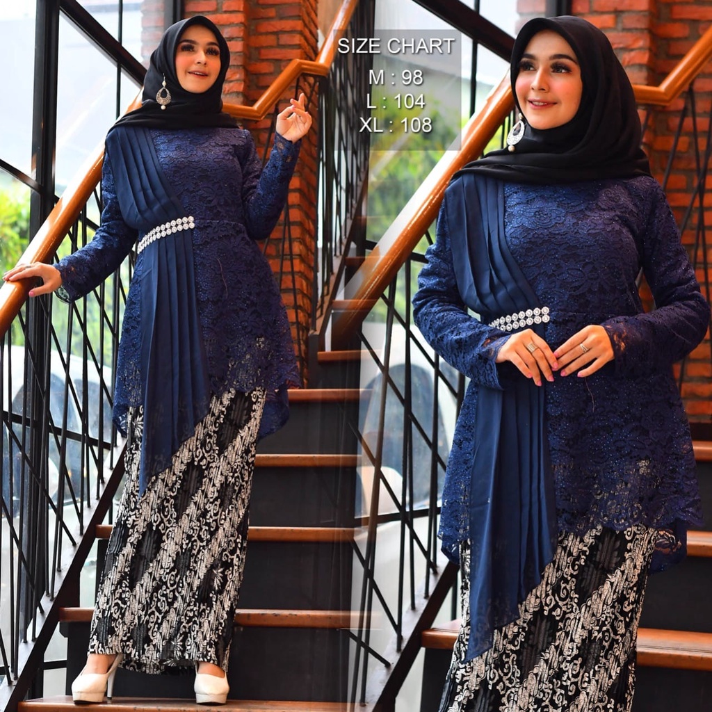 TERLARISS !! Stelan Kebaya Modern Jumbo Selendang Set Brukat M L XL XXL LD 98 105 110 115 CM Setelan