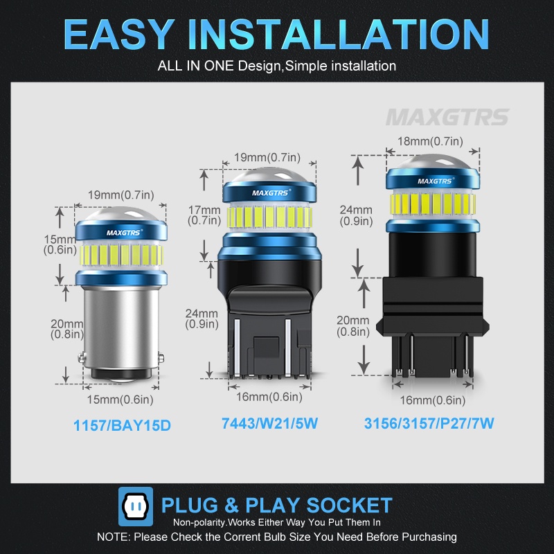 Maxgtrs 2x LED T20 1157bay15d P21/5W P27/7W BA15D LED 7443w W21/5W LED Lampu Mobil Sein Rem Reverse Tail Lamp