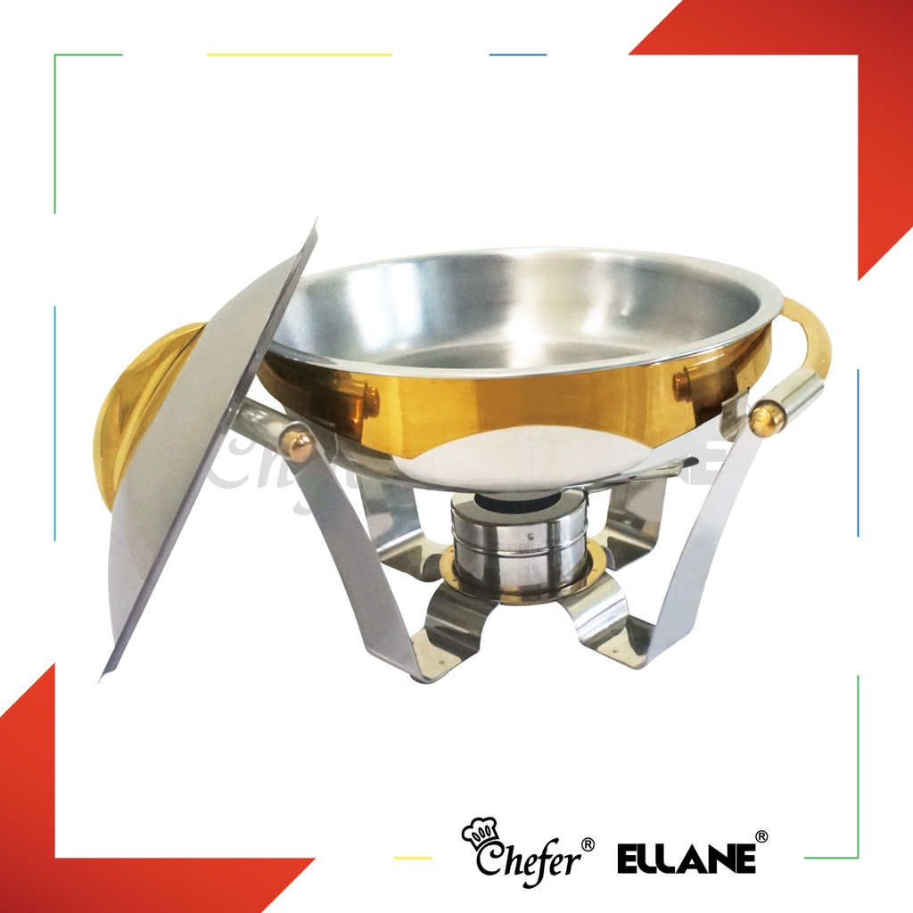 ROUND GOLD ACCENTED CHAFING DISH 3.5 LITER